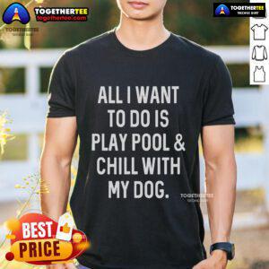 Top All I Want To Do Is Play Pool And Chill With My Dog T-Shirt featuring a playful graphic and vibrant colors.