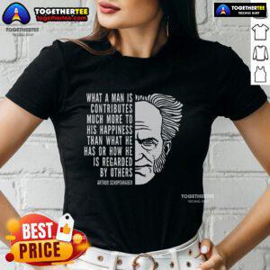 Arthur Schopenhauer inspirational quote on a ladies tee, showcasing wisdom and empowerment for women.