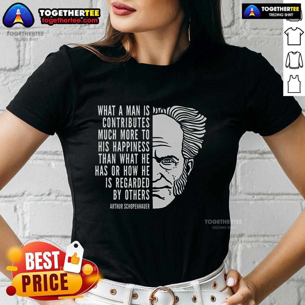 Arthur Schopenhauer inspirational quote on a ladies tee, showcasing wisdom and empowerment for women.