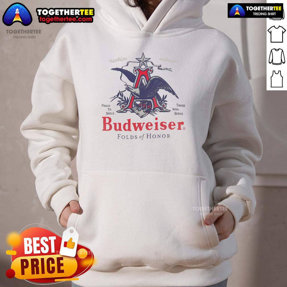 Top Budweiser Folds of Honor AEagle Hoodie featuring a stylish design and patriotic colors for veterans' support.