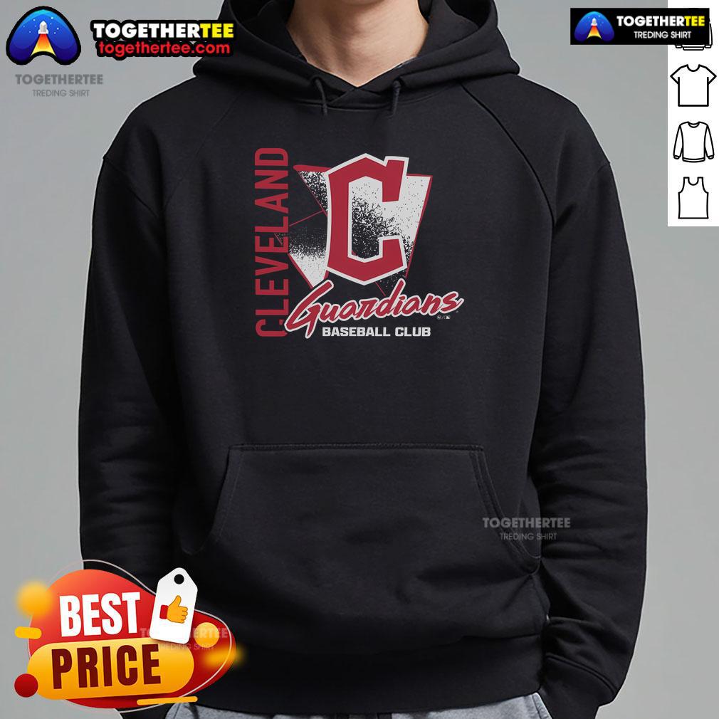 Top Cleveland Guardians Side Arm Baseball Club Hoodie in navy blue, showcasing team logo and stylish design.