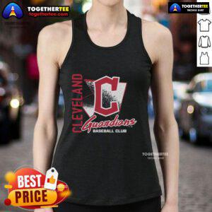 Top Cleveland Guardians side arm baseball club tank top featuring team logo and stylish design for fans.