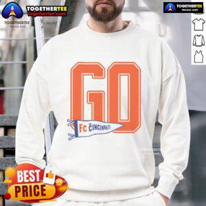 Top Go FC Cincinnati sweatshirt featuring bold team logo and stylish design for fans of Cincinnati soccer.