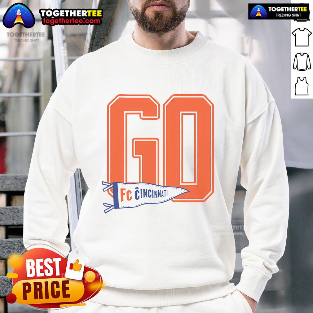 Top Go FC Cincinnati sweatshirt featuring bold team logo and stylish design for fans of Cincinnati soccer.