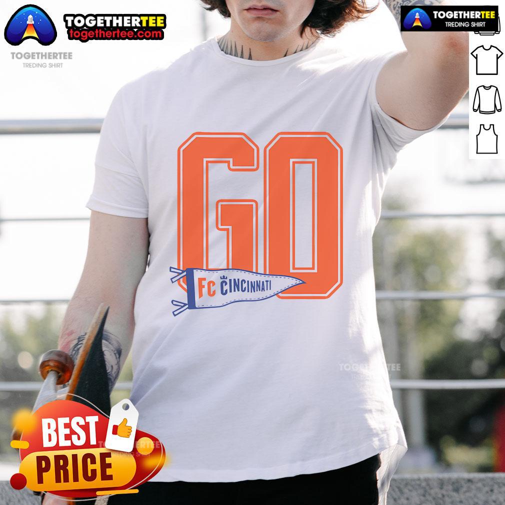 Top Go FC Cincinnati T-Shirt featuring vibrant team colors and logo, perfect for fans and game day attire.