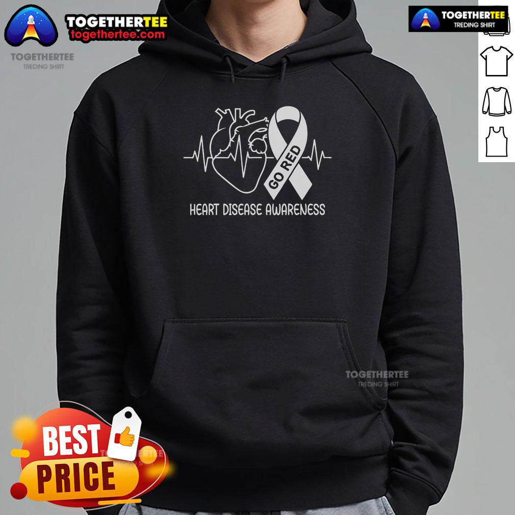 Top Go Red for Heart Disease Awareness Hoodie in vibrant red, promoting heart health and awareness initiatives.
