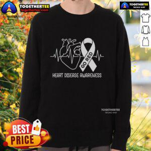 Top Go Red for Heart Disease Awareness Sweatshirt in vibrant red, promoting heart health and awareness for women.