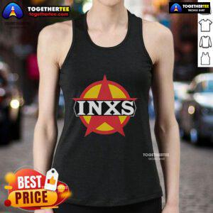 Stylish Top INXS Circle Logo Tank Top featuring a bold graphic design, perfect for fans of the iconic band INXS.