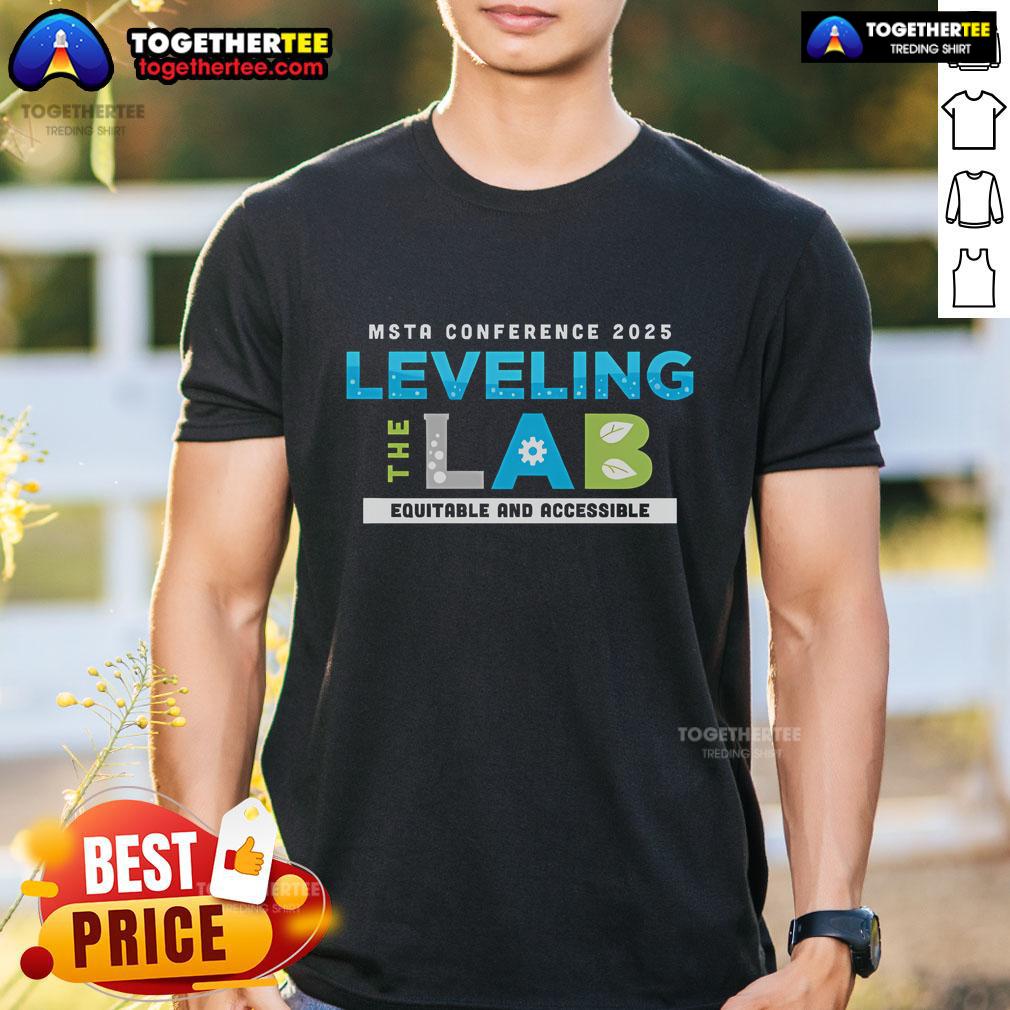 Top Msta 2025 Leveling The Lab T-Shirt featuring a stylish design for science enthusiasts and casual wear.