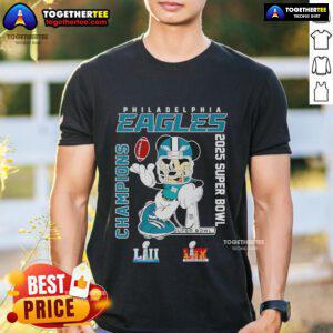 Alt Text: Top Mickey Philadelphia Eagles 2025 LII LIX Super Bowl Champions T-Shirt featuring vibrant team graphics and logo.