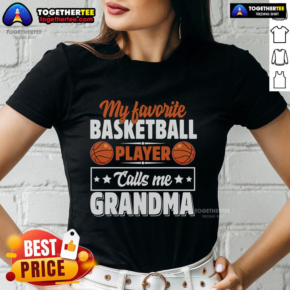 Top My Favorite Basketball Player Calls Me Grandma Mothers Day Ladies Tee, featuring a stylish design for sports-loving grandmothers.