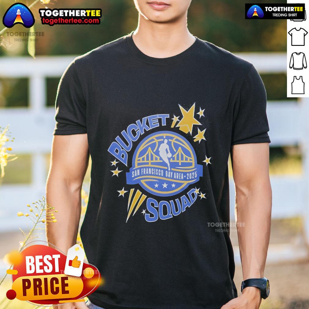 Top NBA All-Star 2025 Starter Bucketsquad T-Shirt featuring vibrant graphics and team colors for basketball fans.