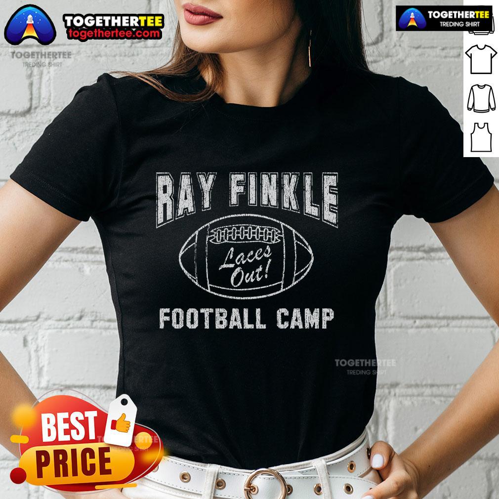 Top Ray Finkle Football Camp Laces Out Ladies Tee featuring a fun design for female football fans and camp enthusiasts.