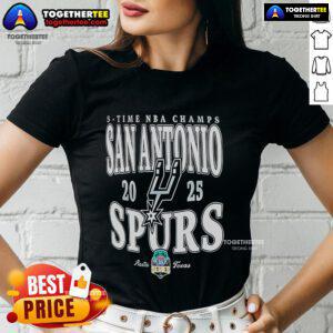 Top San Antonio Spurs 5-Time NBA Champs 2025 ladies tee showcasing team pride and stylish design for female fans.