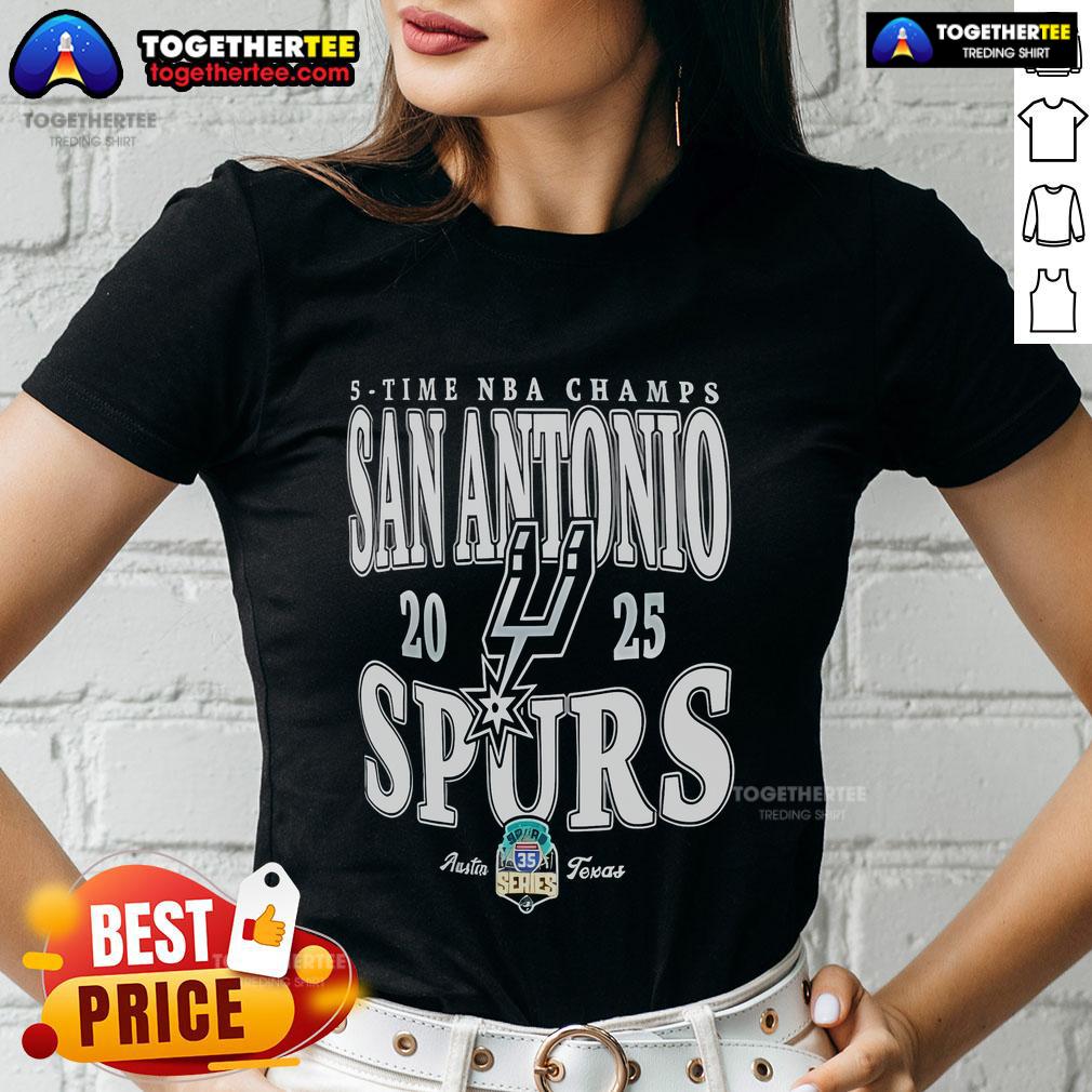 Top San Antonio Spurs 5-Time NBA Champs 2025 ladies tee showcasing team pride and stylish design for female fans.