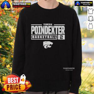 Alt Text: Top Temira Poindexter K-State Wildcats Graphite Rally NIL Stacked Box Sweatshirt showcasing team spirit and style.