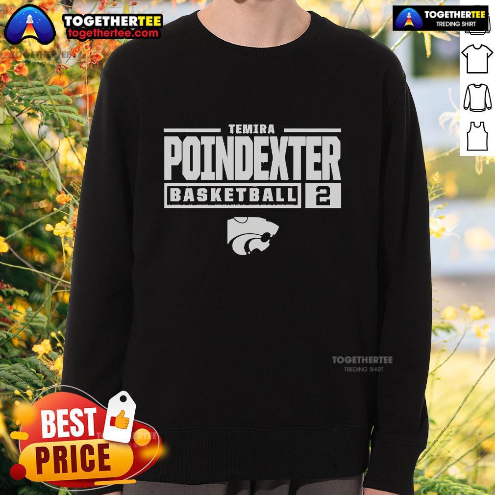 Alt Text: Top Temira Poindexter K-State Wildcats Graphite Rally NIL Stacked Box Sweatshirt showcasing team spirit and style.