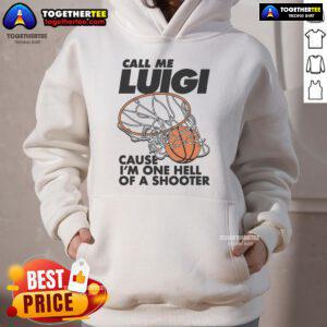 Stylish Nice Call Me Luigi hoodie featuring a fun graphic, perfect for gamers and shooting game enthusiasts.