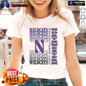 Nice Northwestern Wildcats gradient wordmark ladies tee featuring vibrant colors and stylish design for fans.