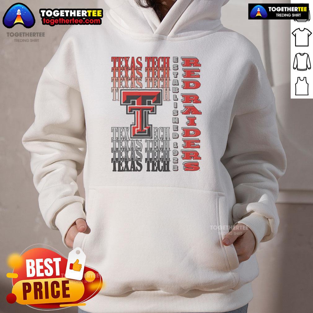 Alt Text: Nice Texas Tech Red Raiders gradient wordmark hoodie featuring vibrant colors and stylish design for fans.