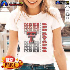 Alt Text: Ladies tee featuring Nice Texas Tech Red Raiders gradient wordmark design for fans and apparel collectors.