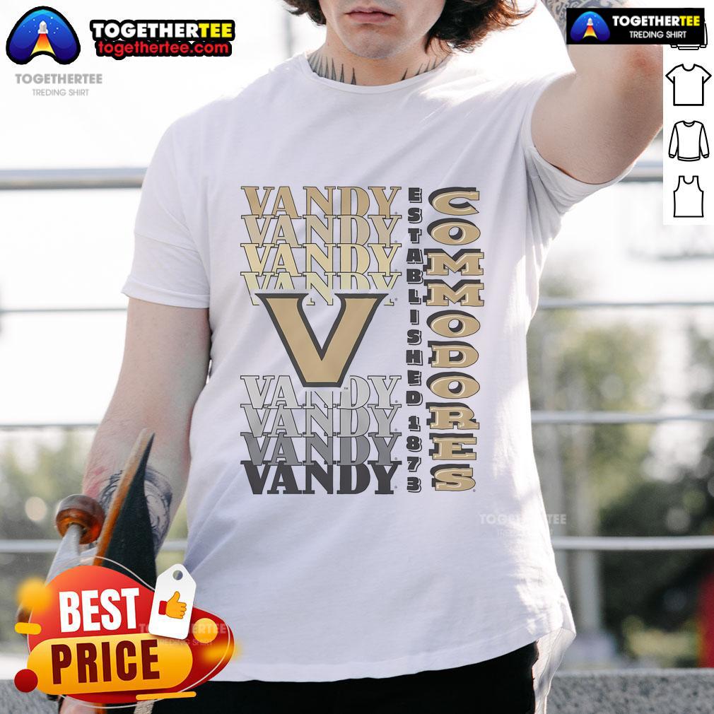 Vanderbilt Commodores gradient wordmark t-shirt featuring a stylish design in school colors for fans and supporters.