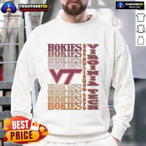 Virginia Tech Hokies gradient wordmark sweatshirt in vibrant colors, perfect for fans and casual wear.