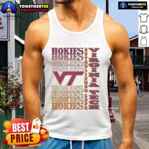 Virginia Tech Hokies gradient wordmark tank top featuring vibrant colors, perfect for fans and summer wear.