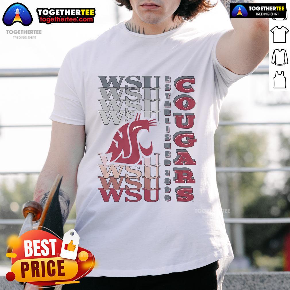 Nice Washington State Cougars gradient wordmark T-shirt featuring the school's logo in vibrant colors on a stylish design.
