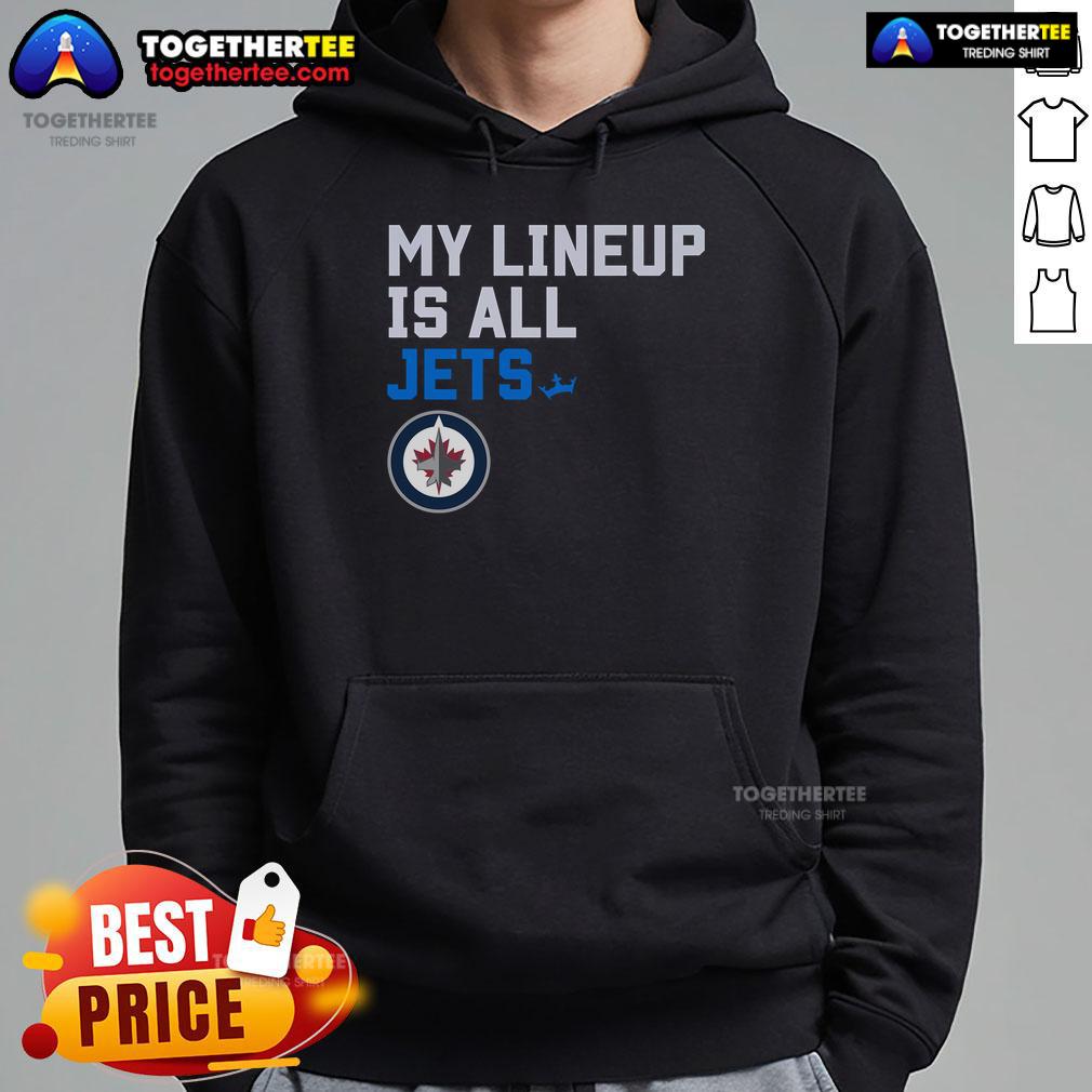 Stylish Nice Winnipeg Jets My Lineup Hoodie showcasing team colors and logo, perfect for fans supporting the Jets.
