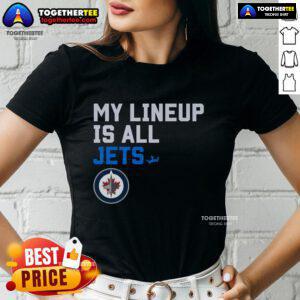 Stylish Nice Winnipeg Jets My Lineup Ladies Tee featuring team colors and logo, perfect for game day or casual wear.