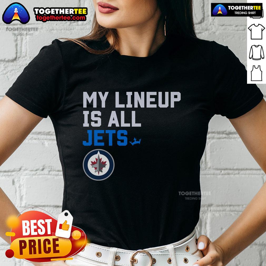 Stylish Nice Winnipeg Jets My Lineup Ladies Tee featuring team colors and logo, perfect for game day or casual wear.
