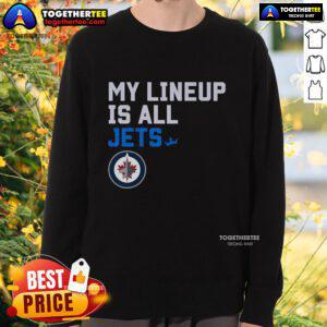 Cozy Nice Winnipeg Jets My Lineup sweatshirt featuring team colors and logo, perfect for fans and game day wear.
