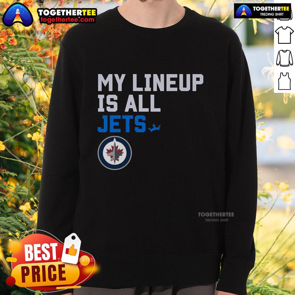 Cozy Nice Winnipeg Jets My Lineup sweatshirt featuring team colors and logo, perfect for fans and game day wear.