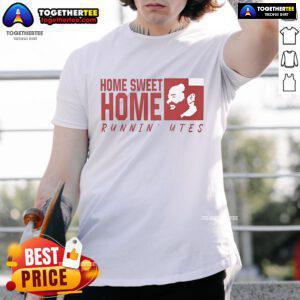 Official Alex Jensen Home Sweet Home Runnin Utes T-Shirt featuring unique design and vibrant team colors.
