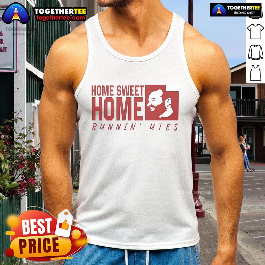 Official Alex Jensen Home Sweet Home Runnin' Utes tank top featuring team colors and logo for fans and athletes.