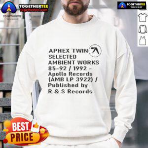Official Aphex Twin Selected Ambient Works 85-92 sweatshirt featuring album art from Apollo Records, vintage style.