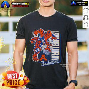 Official Auburn Tigers Basketball Mascot Dunk 2025 T-Shirt featuring vibrant graphics and team colors for fans.