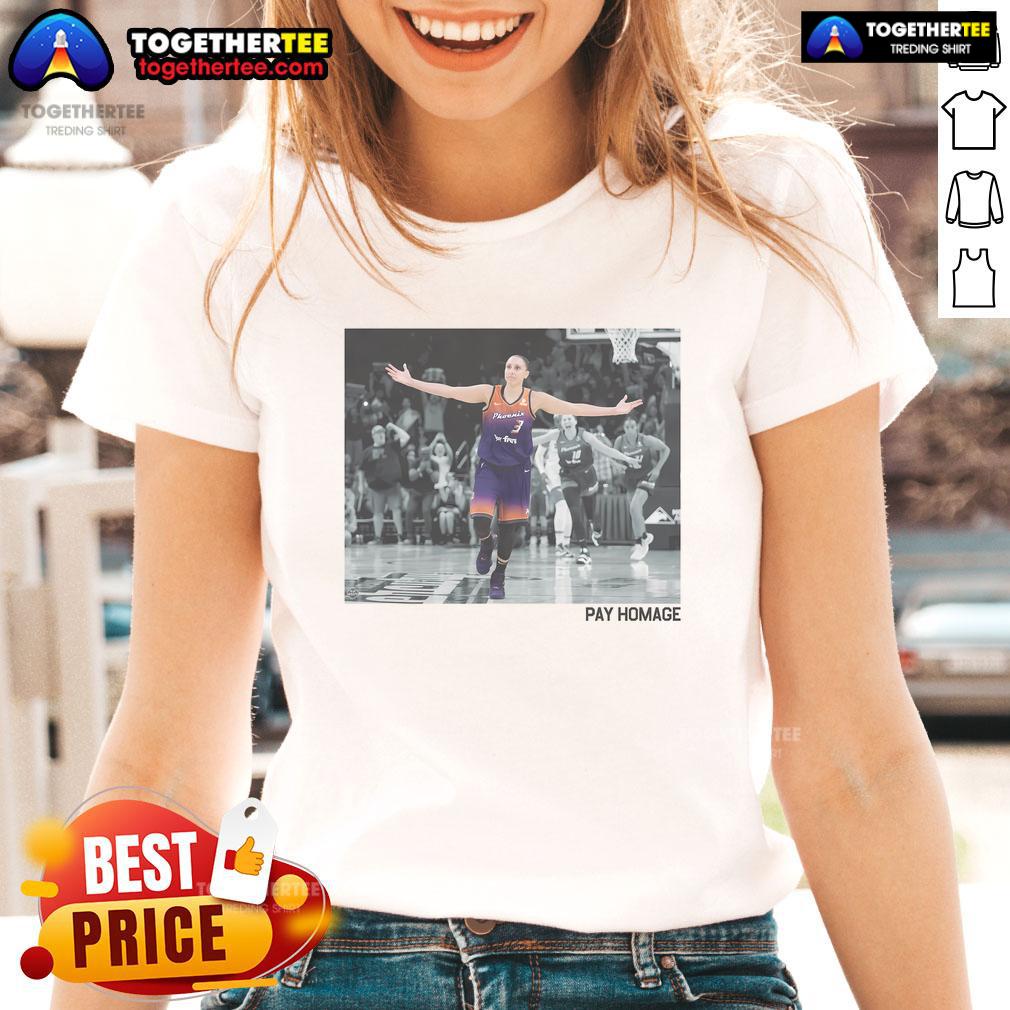 Official Diana Taurasi Pay Homage Ladies Tee featuring a stylish design for fans of the WNBA star and basketball enthusiasts.