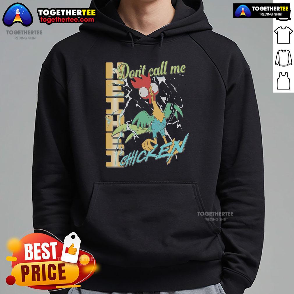 Official Heihei Don't Call Me Chicken Hoodie in vibrant colors, perfect for fans of Moana and unique fashion statements.