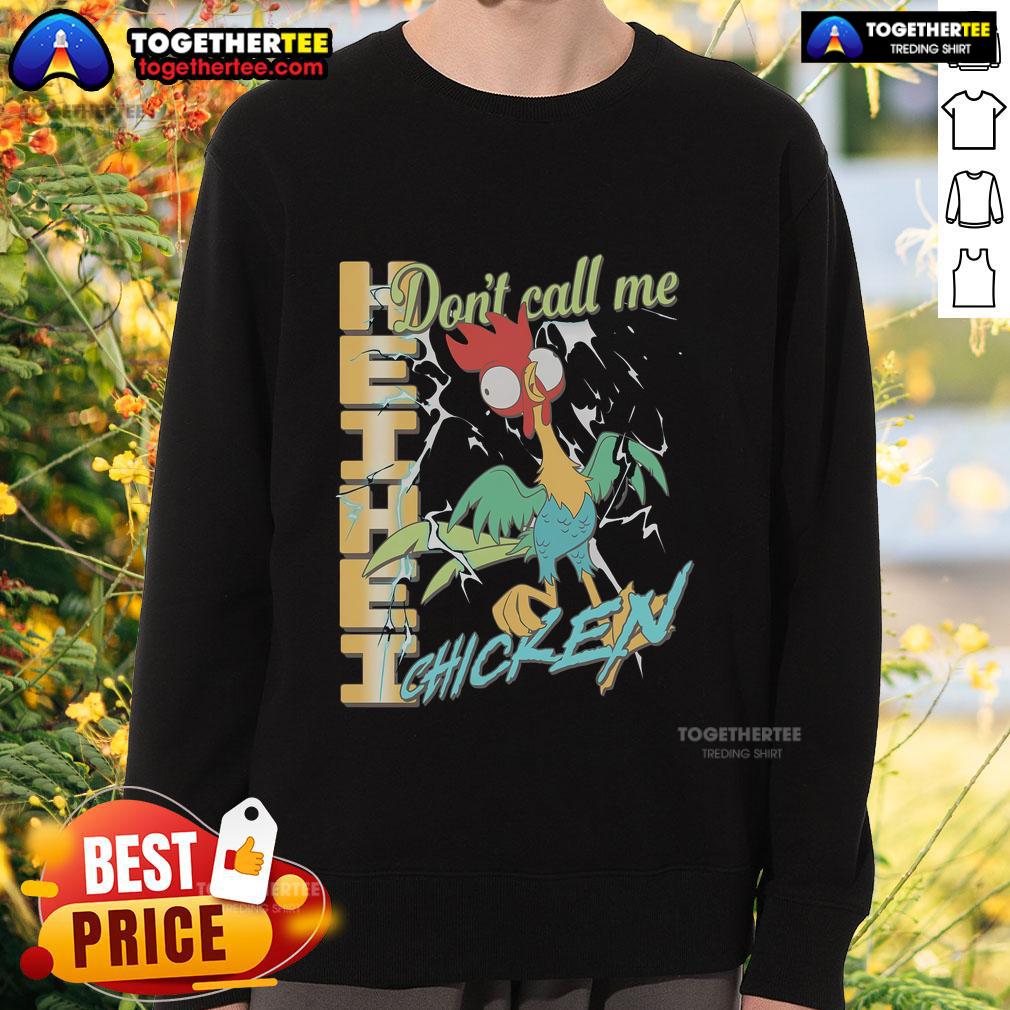 Official Heihei Don't Call Me Chicken sweatshirt featuring a vibrant design and cozy fit, perfect for fans of Moana.