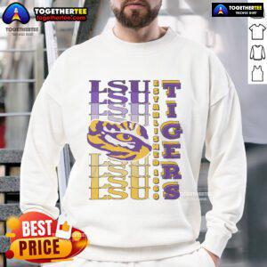 Alt Text: Official LSU Tigers gradient wordmark sweatshirt featuring vibrant colors and the iconic LSU logo for fans.