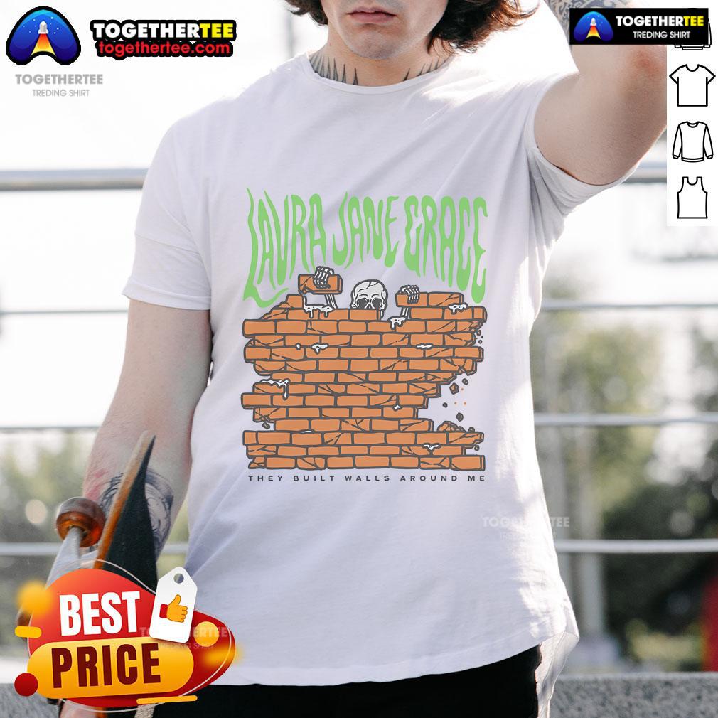 Alt Text: Official Laura Jane Grace 'Walls They Built Around Me' Skeleton T-Shirt featuring unique graphic design.
