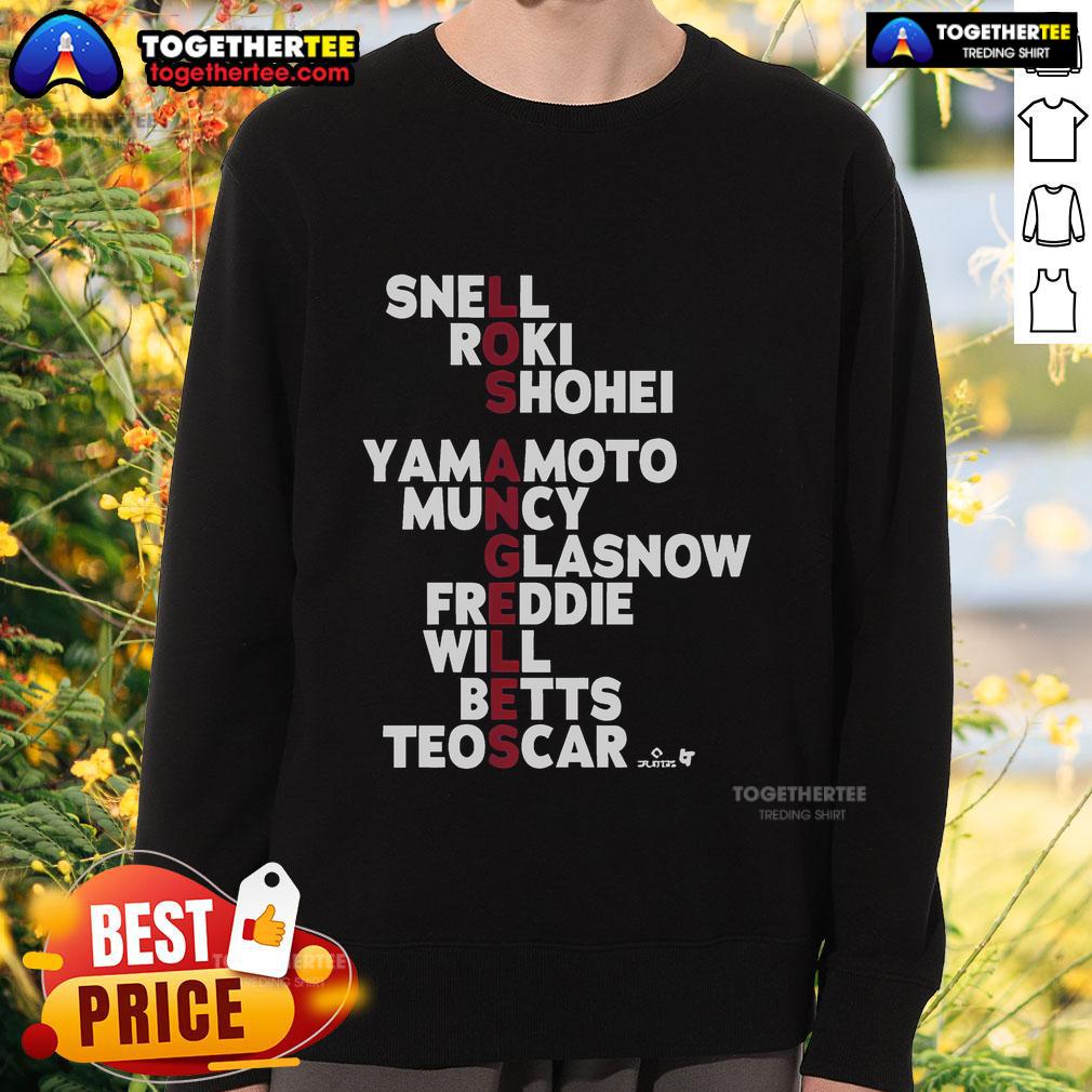 Official Los Angeles Baseball MLB Names 2025 Sweatshirt showcasing team logo and stylish design for fans.