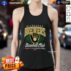 Official Milwaukee Brewers baseball club tank top featuring National League Central Division logo and stylish design.