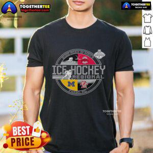 Official NCAA DI Men's Ice Hockey Regional 2025 Fargo ND T-shirt featuring team colors and logo design.