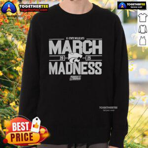 2025 NCAA Men's Basketball K-State Wildcats March Madness sweatshirt featuring team colors and logo.