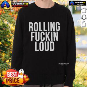 Alt Text: Official Rolling Fuckin Loud 2025 sweatshirt featuring vibrant graphics and a stylish design, perfect for concert fans.