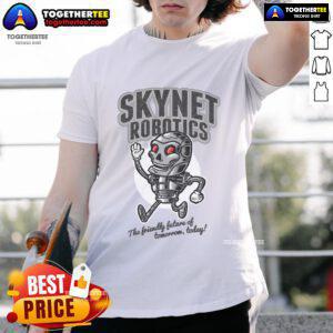 Official Skynet Robotics T-Shirt featuring a sleek design with robotic graphics, perfect for tech enthusiasts and fans.