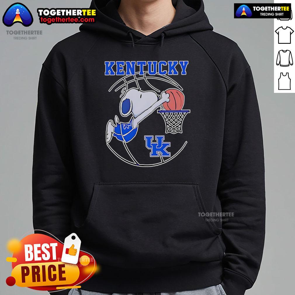Official Snoopy Kentucky Wildcats basketball player hoodie featuring vibrant team colors and logo for fans.